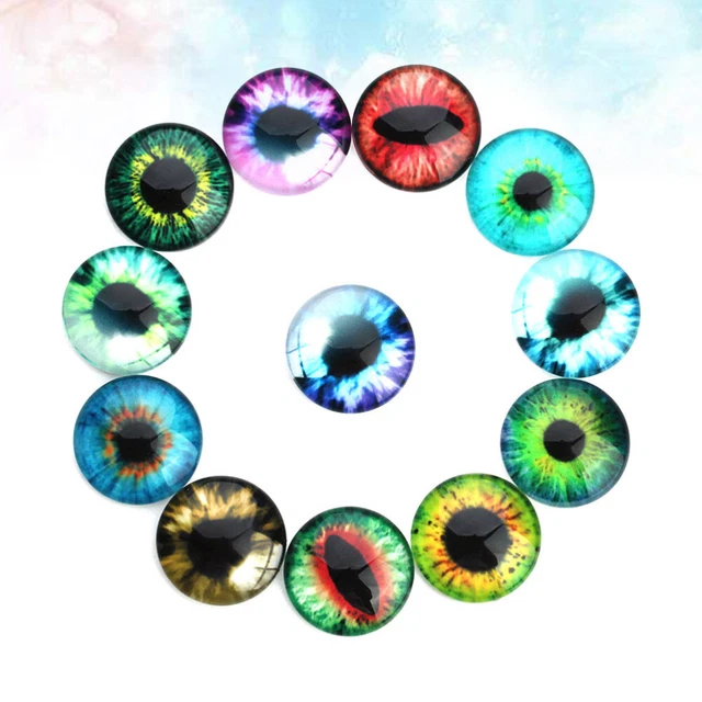 20 PCS Evil Eye Cabochons Round Eye Spacer Beads Jewelry Round Ceramic Tile