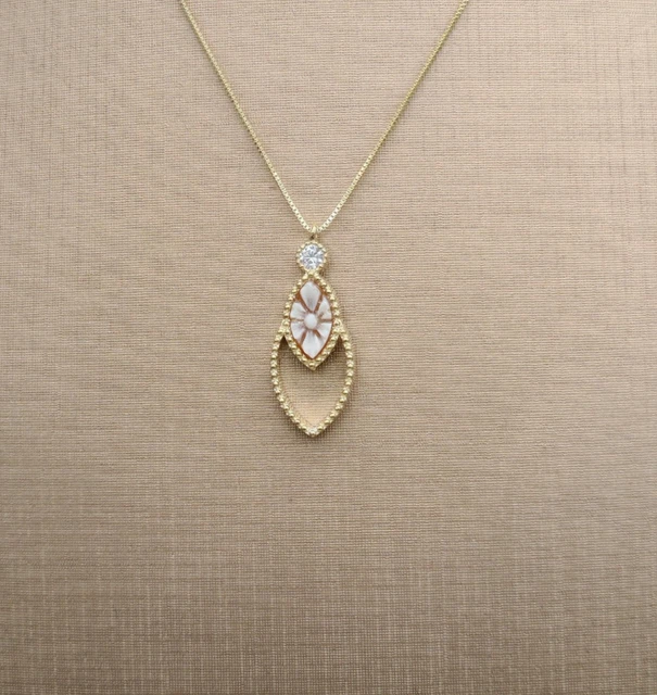 Pendentif Camée Ancien En Argent 925 Et Nacre - Bijou Vintage Sterling, Occasion, Pièce Unique Et élégante