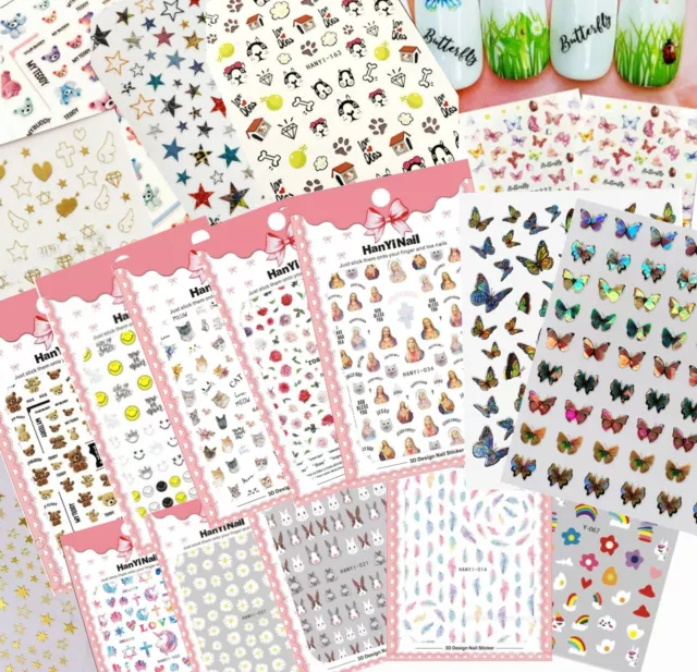 3D Nail Sticker Decal Lot Nail Art Adhesive DIY Design Decor Waterproof US Stock