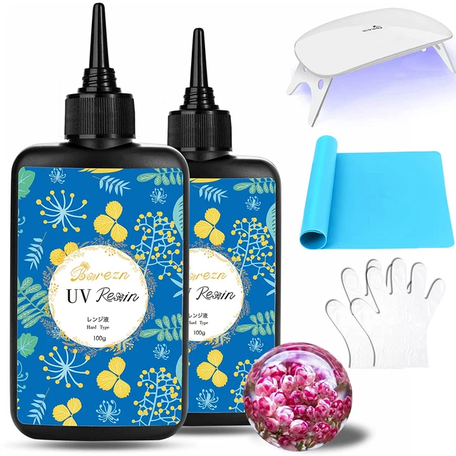 UPGRADED UV RESIN Kit with Light 200G Clear Hard UV Cure Epoxy Resin