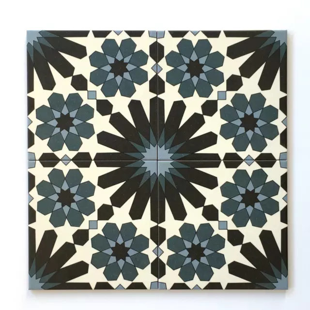 8x8 Cadiz Collection Blue Encaustic Style Ceramic Spanish Tile PER PIECE LIST