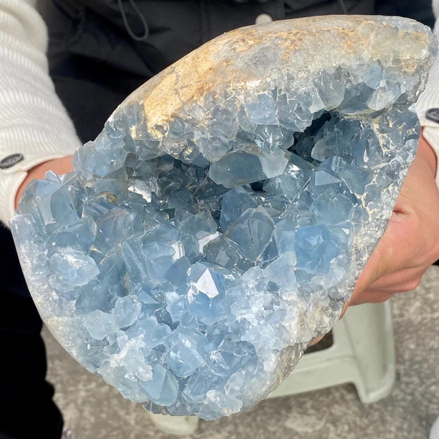 8.7LB Natural Beautiful Blue Celestite Crystal Geode Cave Mineral Specimen