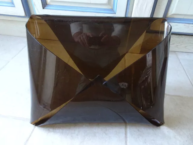 Porte-revues design en lucite fumée MICHEL DUMAS 1970 era Roche Bobois