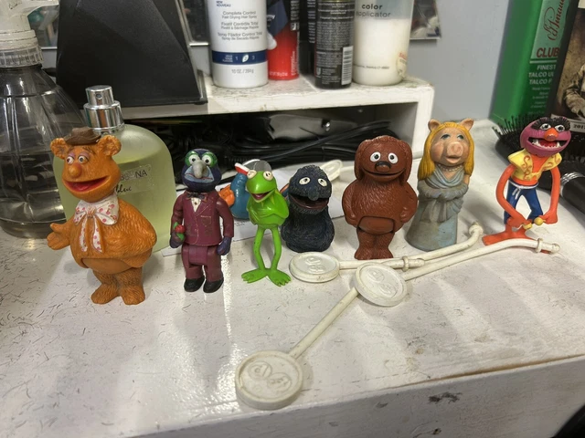 1978 Fisher Price Lot of 7 Muppet Show Stick Puppets Kermit Animal Fozzie Gonzo