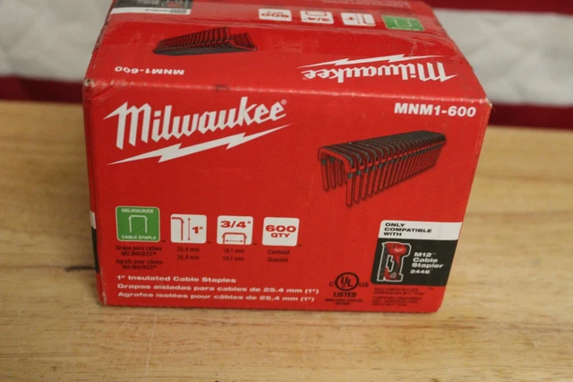 Milwaukee MNM1-600 1" Insulated Cable Staples - 600 PC