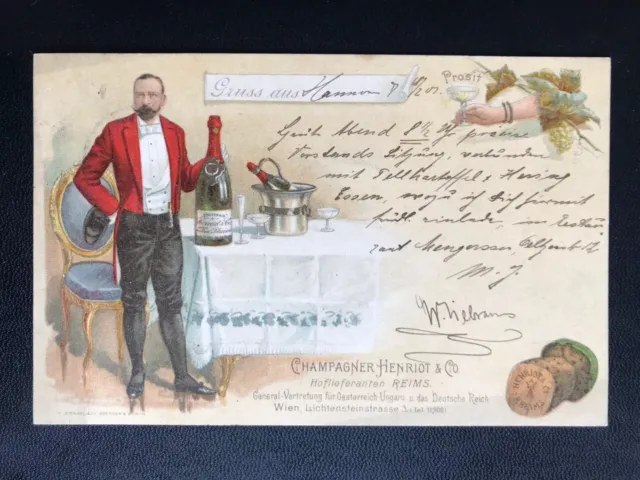 AK Litho (658) Werbung für Champagner Henriot Reims Sekt