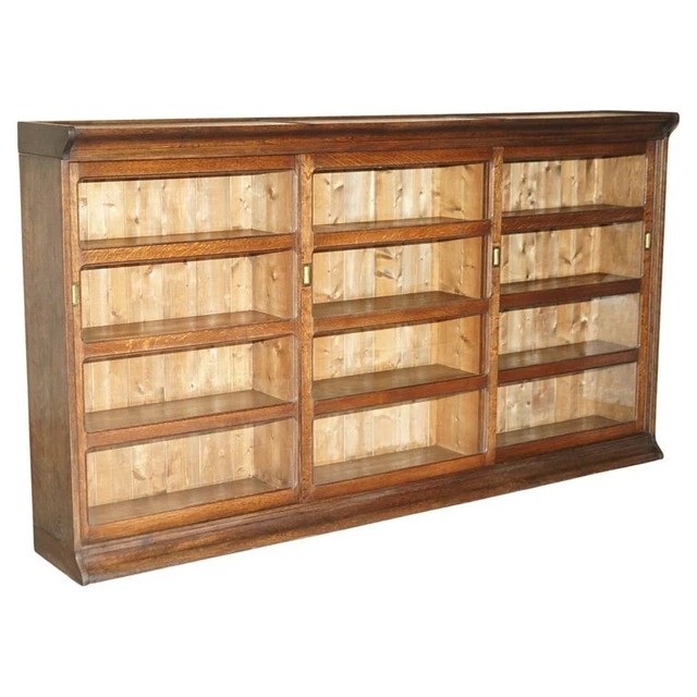 Victorian Oak Haberdashery Apothecary Glazed Door Library Bookcase Sideboard