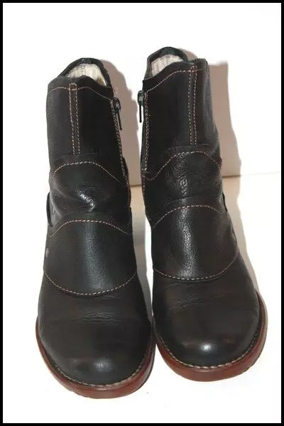 EL NATURALISTA Bottines Boots Cuir Grainé Doublées Cuir T 38 TBE