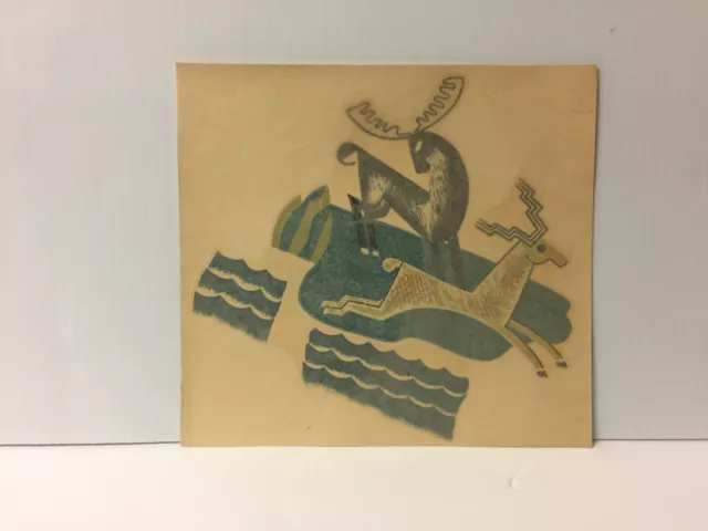 Calcomanía The Meyercord 1937 decoración de pared transfiere ciervos con astas código 255