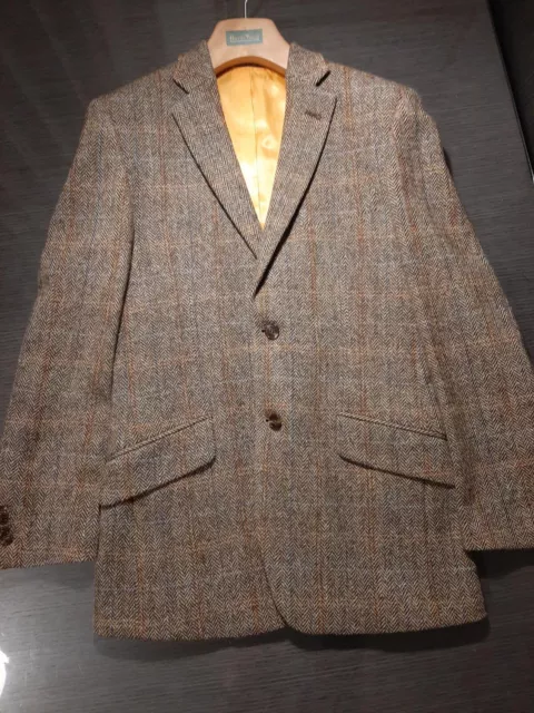 Giacca Uomo Inglese Harris Tweed Blazer Jacket Size 46 (Uk 36R) Perfetta As New