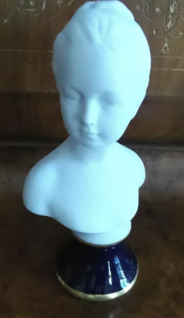 Porcelane Limoges France  White Bisque Bust Of Young Girl