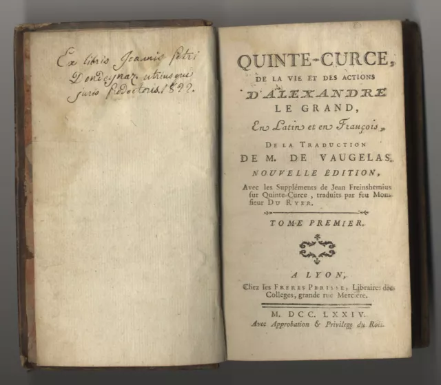 QUINTE-CURCE de la vie D'ALEXANDRE LE GRAND 2 Tomes 1774