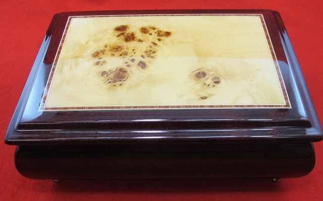 Jewelry Box by Towle • High Gloss Piano Finish • Burled Walnut w/ Inlaid Border