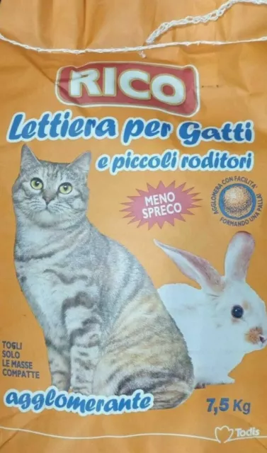 Bandeja Sanitaria para Gatos Y Pequeño Roedores RICO Binder En Bentonita 7,5Kg