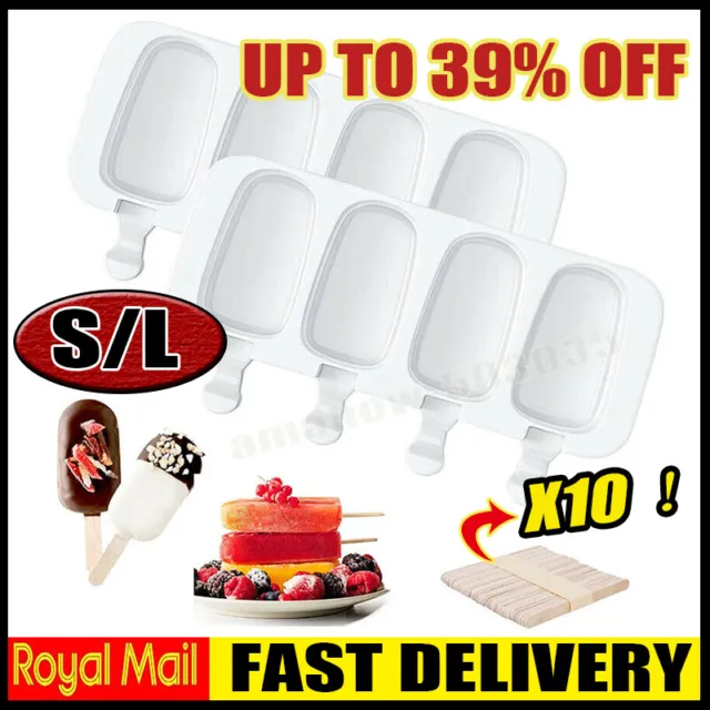 4 Trays Silicone Ice Cream Mould Popsicle Lolly Frozen Dessert Maker Cakesicles