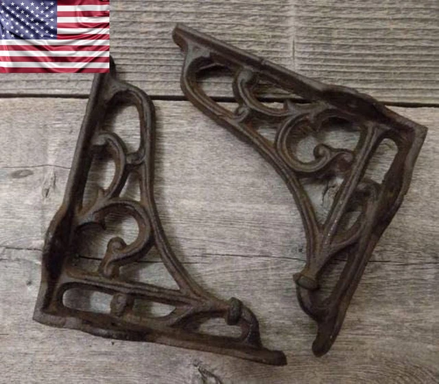 Vintage Shelf Mount Victorian Cast Iron Wall Brackets Antique Shelf Bracket Set