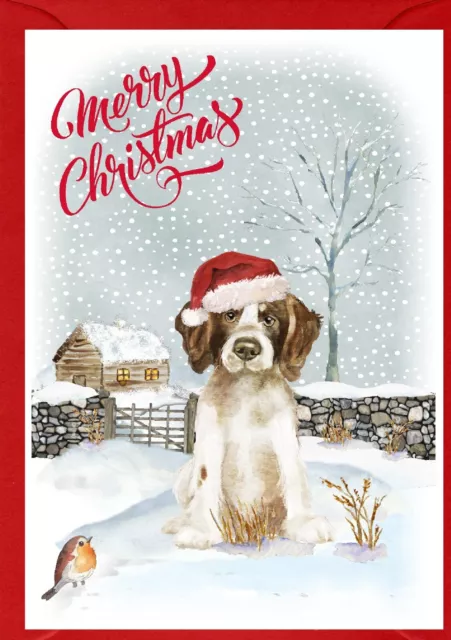 English Springer Spaniel Dog (4"x6") Christmas Card - Blank inside -by Starprint
