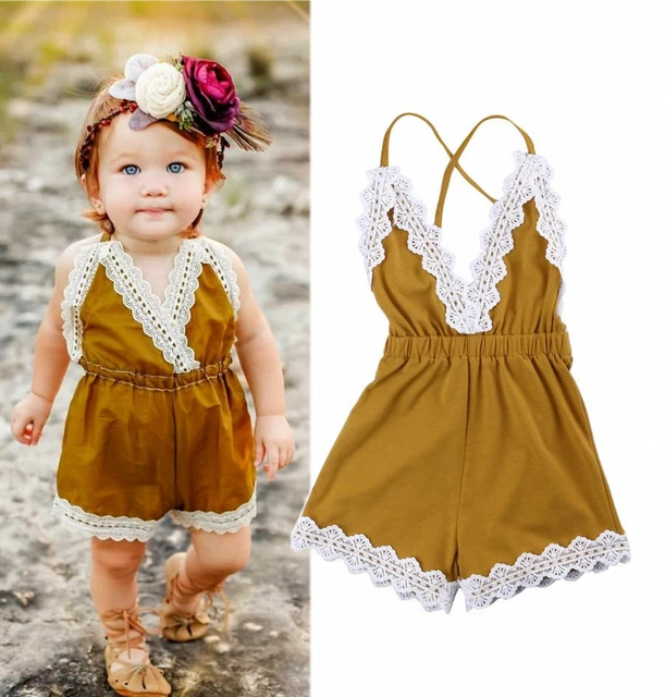 Tuta con sospensione estiva in pizzo bambini neonati bambine