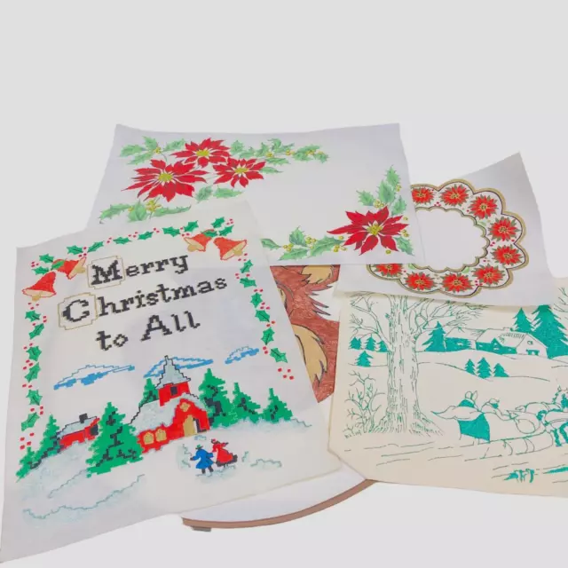 5 fotos de bordado líquido TRI CHEM de colección Navidad Invierno Poinsettias