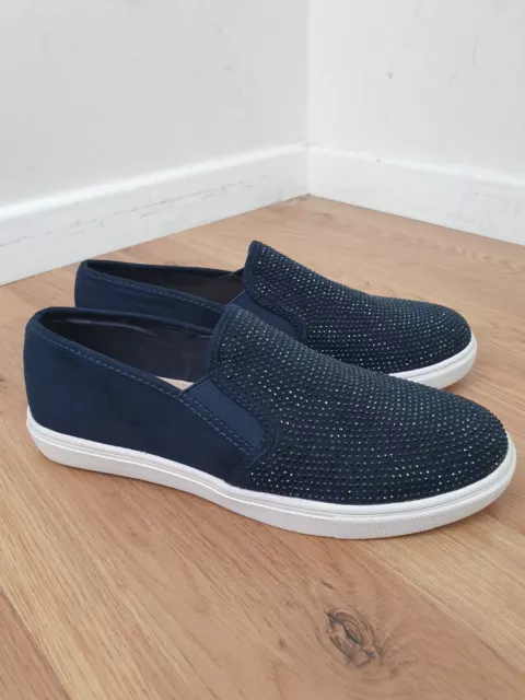 CARVELA KURT GEIGER Jamie Diamante Embellished Slip On Trainers Shoes 7 blue 19.99 PicClick UK