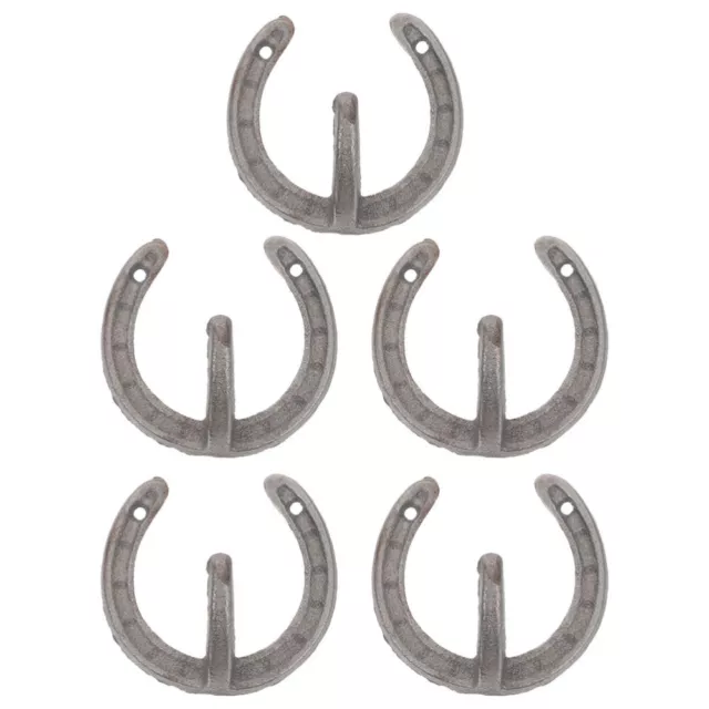 5Pcs Horseshoe Hooks Cast Iron Coat Hat Tack Wall Hook Rustic Western Decor 3