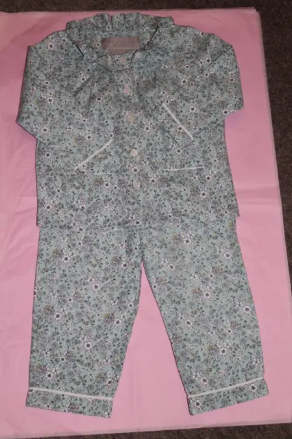 John Lewis Heirloom Collection girl' s 2 part set blue cotton pyjamas age 3 yrs