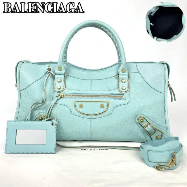 Balenciaga Handbag Shoulder bag  2way Metallic Edge City Mint Green Leather