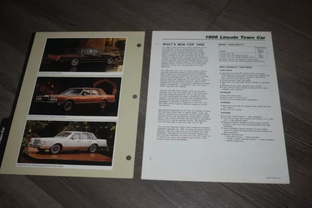 1986 Lincoln Town Car factory sales information & options 2