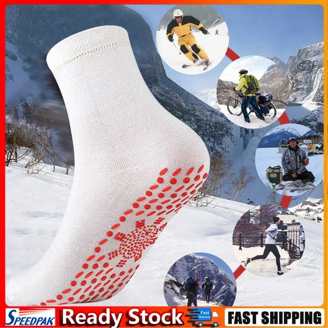 Winter Heated Socks Anti-Fatigue Multifunctional Thermal Sock for Hiking (white)
