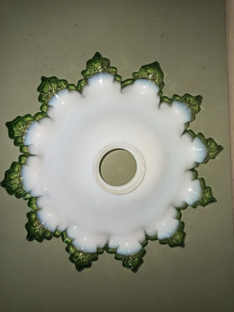 Abat-jour Vintage Opaline Blanche – Dentelée – Diamètre 25 Cm – Verre
