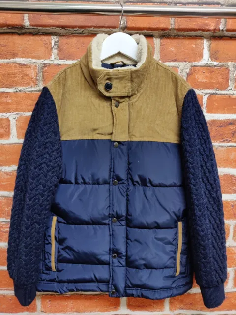 Boys Gap Age 12-13 Years (Xl) Navy Padded Coat Jacket Puffer Knit Sleeve 158Cm