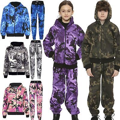 Kids Tracksuit Boys Girls Designer's Camouflage Jogging Suit Top Bottom 5-13 Yr