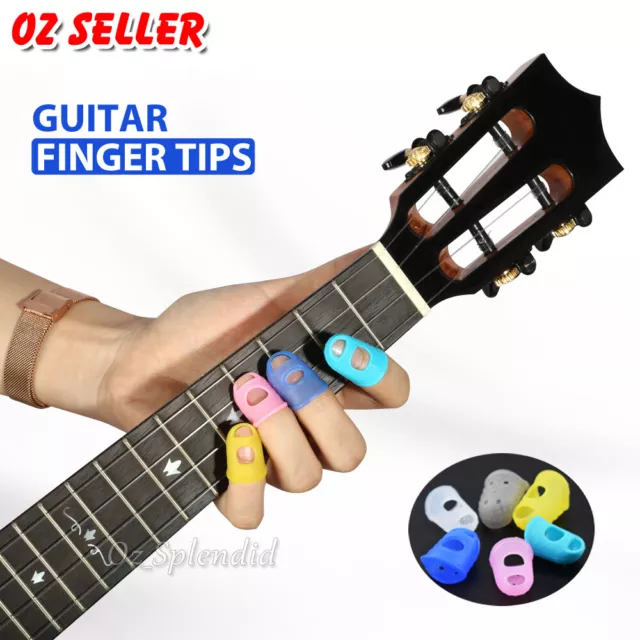 4 Sizes Silicone Guitar Piano Ukulele Fingertip Protectors Finger Guards  AU