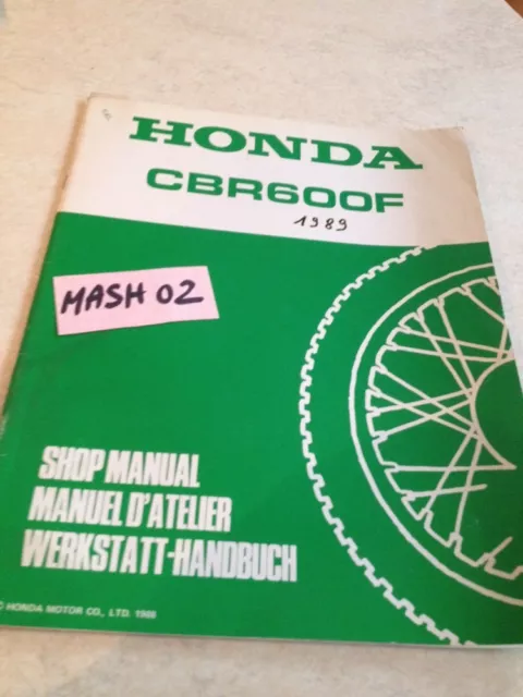 supplément manuel atelier Honda CBR600F CBR600 F CBR 600 89 Shop manual éd. 88