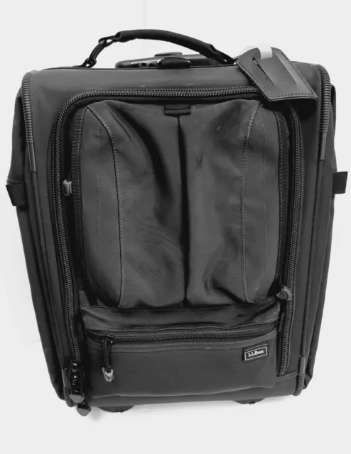 LL Bean Carry On Rolling Wheeled Suitcase Bag Black 17'' EXC