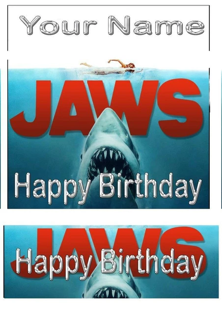 JAWS BIRTHDAY EDIBLE Cake Topper Square Rice Paper or Icing,Personal ...