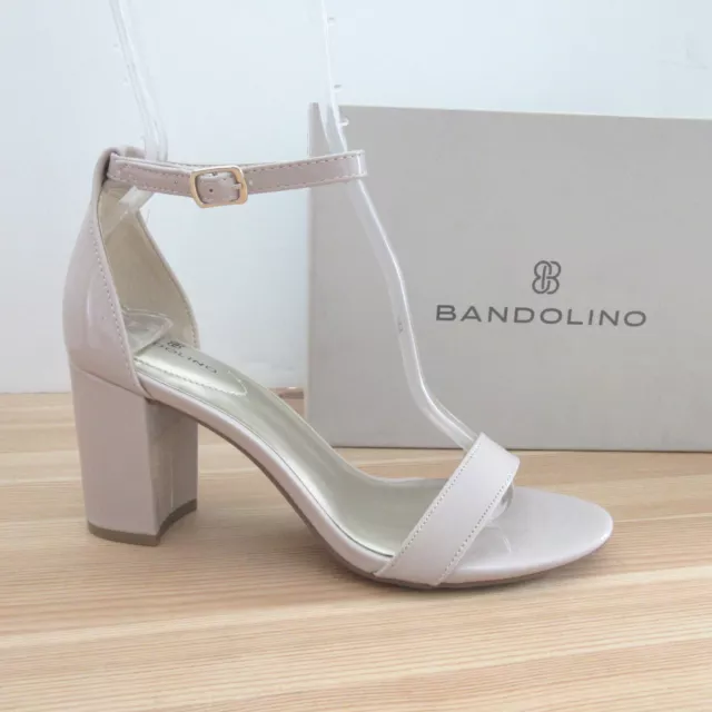 Bandolino Armory Womens Size 7.5 M Oat Beige Faux Patent Heel Sandals