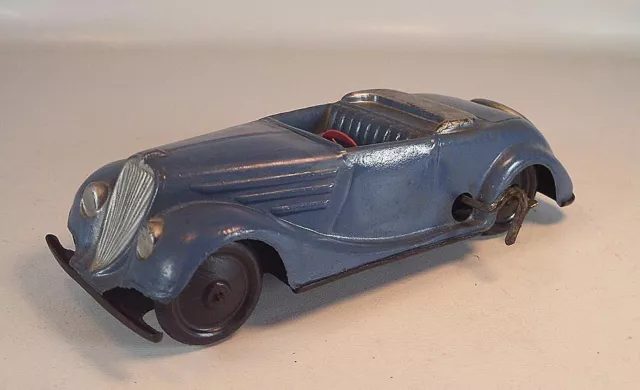 Celluloid Auto Cabrio blau Länge 13cm Uhrwerk 30/40/50 er Jahre #2622