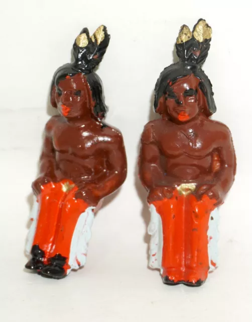 Indianer Kanufahrer Greiner 2 Stück Gummi Wildwest DDR Spielzeug /P2351
