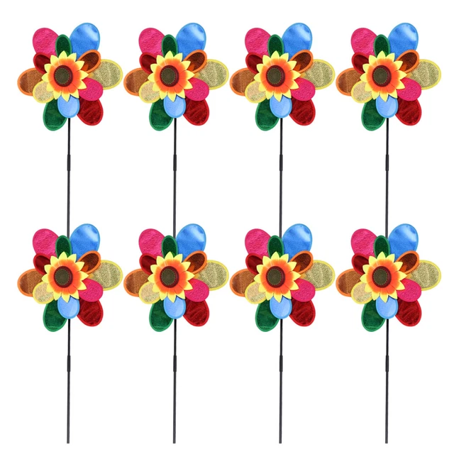 8 PCS Sonnenblumen-Windpfahl Für Gartenwindräder Colorful