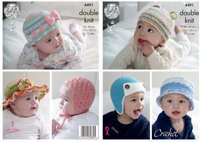 King Cole Pattern-Crocheted Baby Hüte Gestrickt Mit Cherish Dk/Gehegten DK-4491