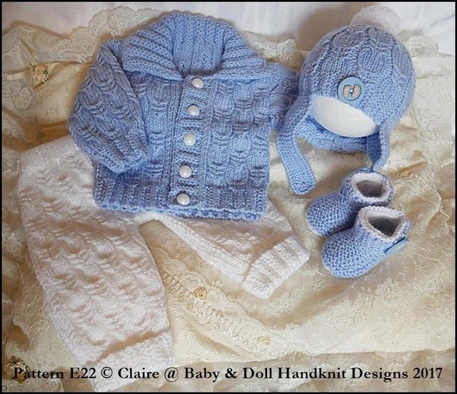 Knitting Pattern For Reborn Doll Playsuit / All-in-One – Fits 16-22" Dolls Or Prem To 3M+ Baby