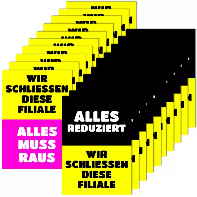 20er-Set Räumungsverkauf Plakate A2 Wir schließen diese Filiale ALLES MUSS RAUS