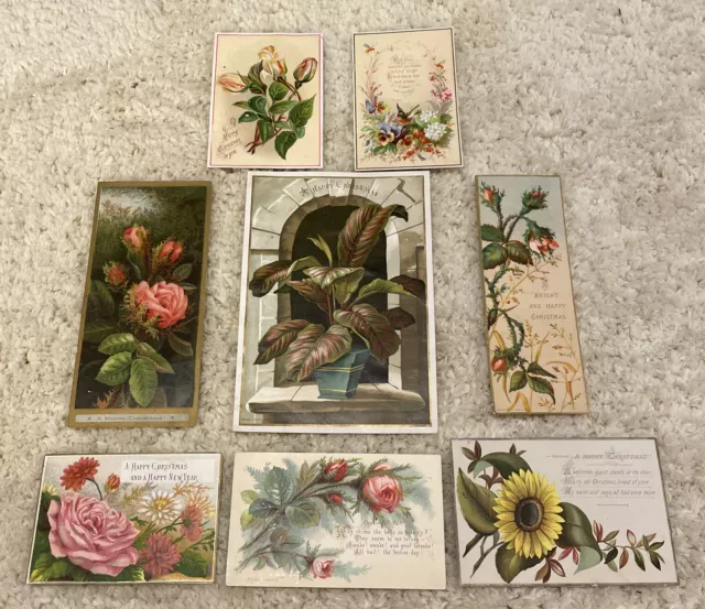 Victorian Floral Christmas Greetings Cards X 8  (#38)