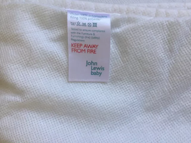 John Lewis Baby Toddler Cot Bed Duvet 145 x 115 cm VGC Clean White ⭐️⭐️