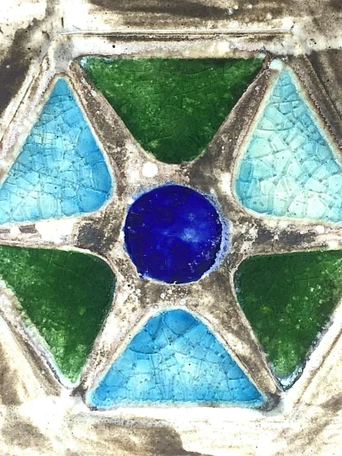 Antique Ceramic Tile Gresval Portugal Crackle Glass Detail Architectural Salvage