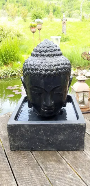 Buddha Kopf  Brunnenbecken Pumpe Indonesien Lavastein Feng Shui Garten Deko