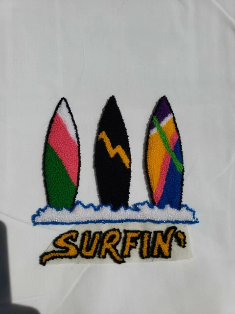 Parche de aplique vintage con aguja punzón bordado tablas de surf surf surf surfista playa