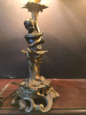 Stunning Cupid Lamps Pair, Antique Brass & Bronze, circa 19th C 2