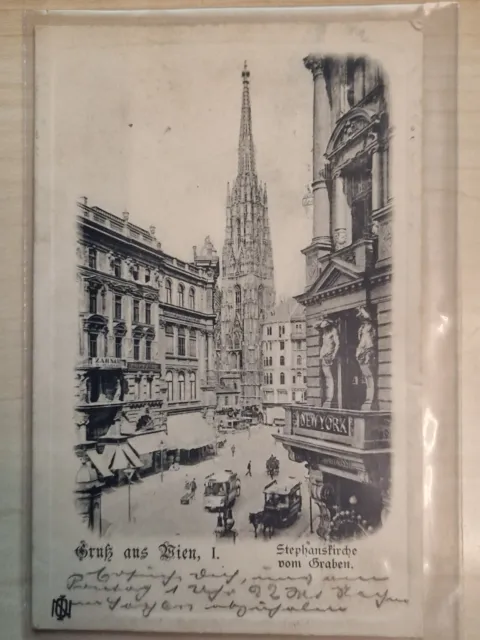 AK Gruß aus Wien I Stephanskirche vom Graben gelaufen